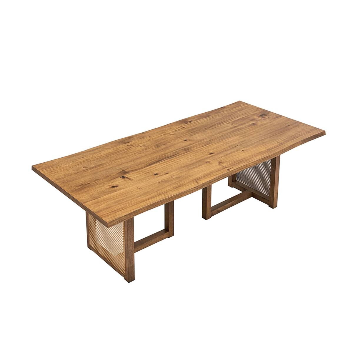 Loheer Wave Edge Dining Table, Natural Rectangular Table for Six Oak ...