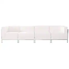 Flash Furniture - HERCULES Imagination Series Melrose LeatherSoft 4 Piece Lounge Set with Ganging Clips - White