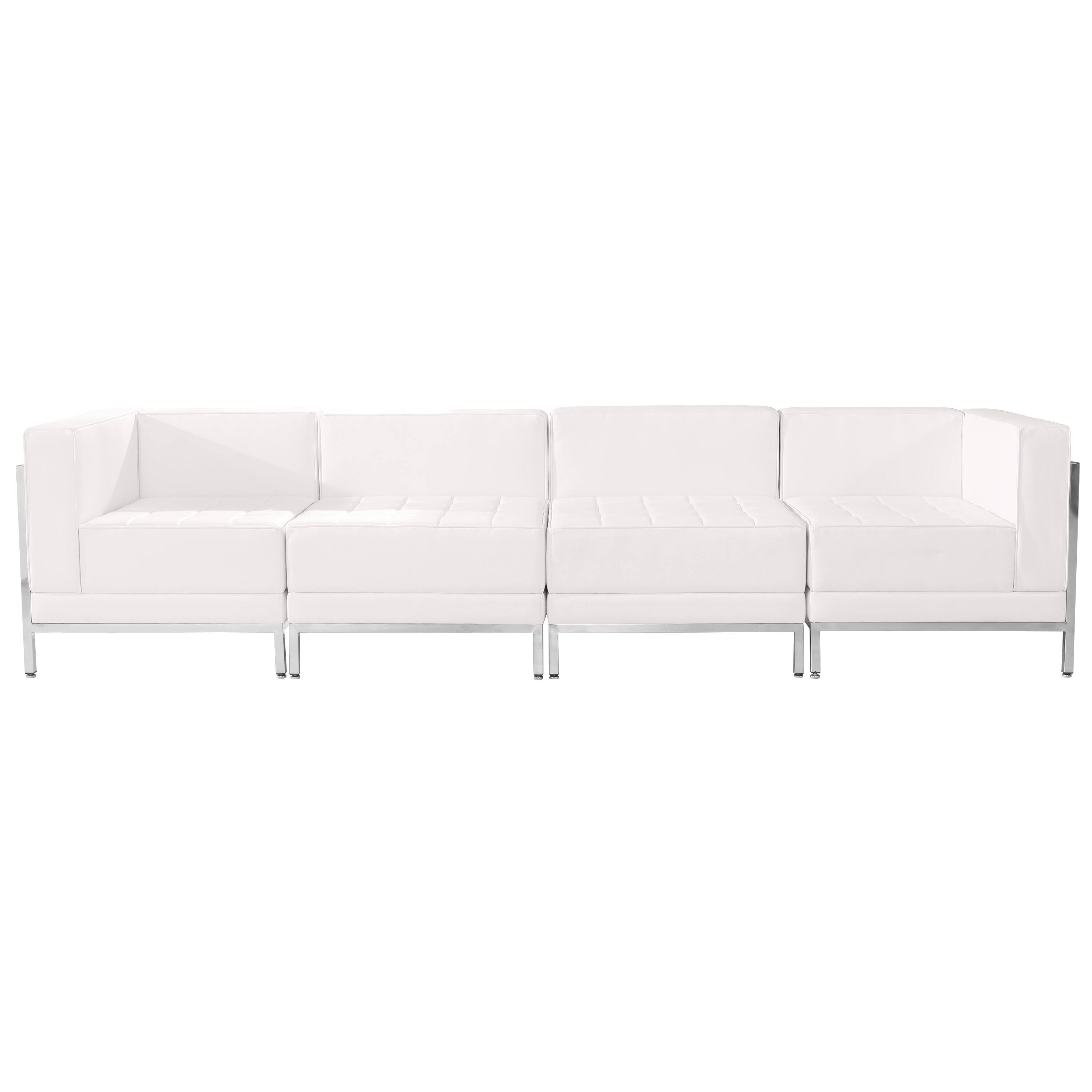 Front. Flash Furniture - HERCULES Imagination Series Melrose White LeatherSoft 4 Piece Lounge Set with Ganging Clips - White.