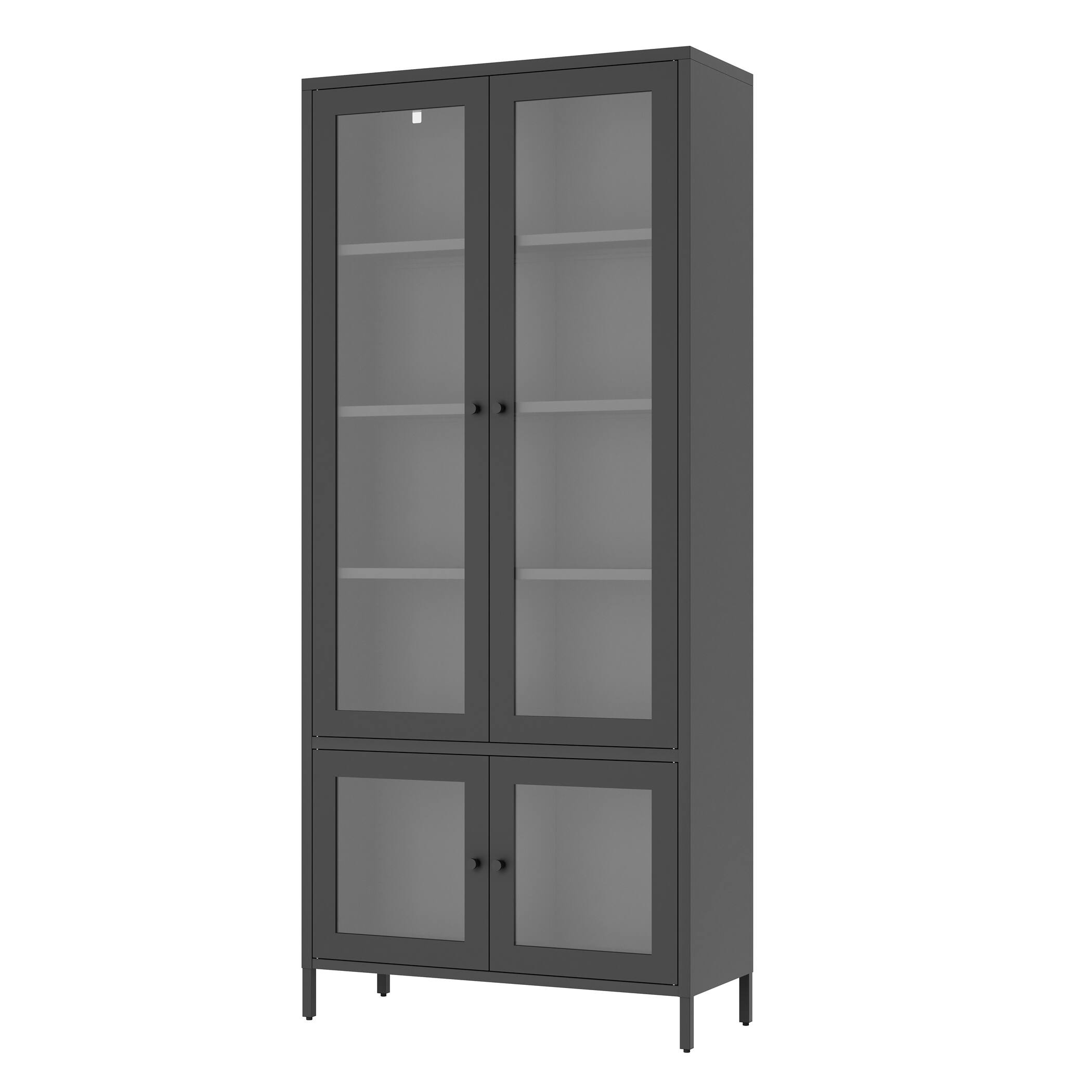 Alt View 5. GOODSILO - Large Metal & Glass Display Cabinet - 5-Shelf Storage Bookcase - Black.