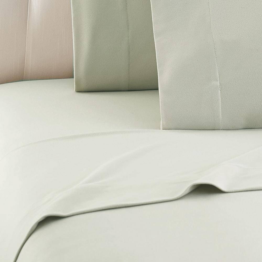 Alt View 2. Shavel Home Products - Micro Flannel Solid Color Deep-Pocket Sheet Set, California King, Morning Mist - Morning mist.
