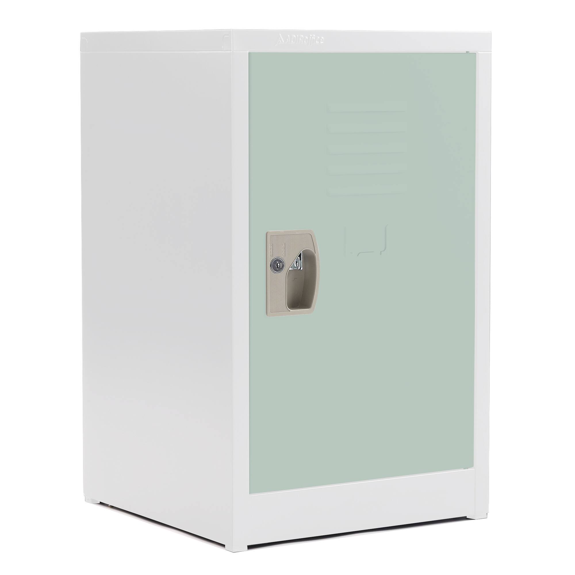 Angle. AdirOffice - Storage Locker 629-Series 24" H 1-Tier Steel Locker with Key Lock - Misty Green.