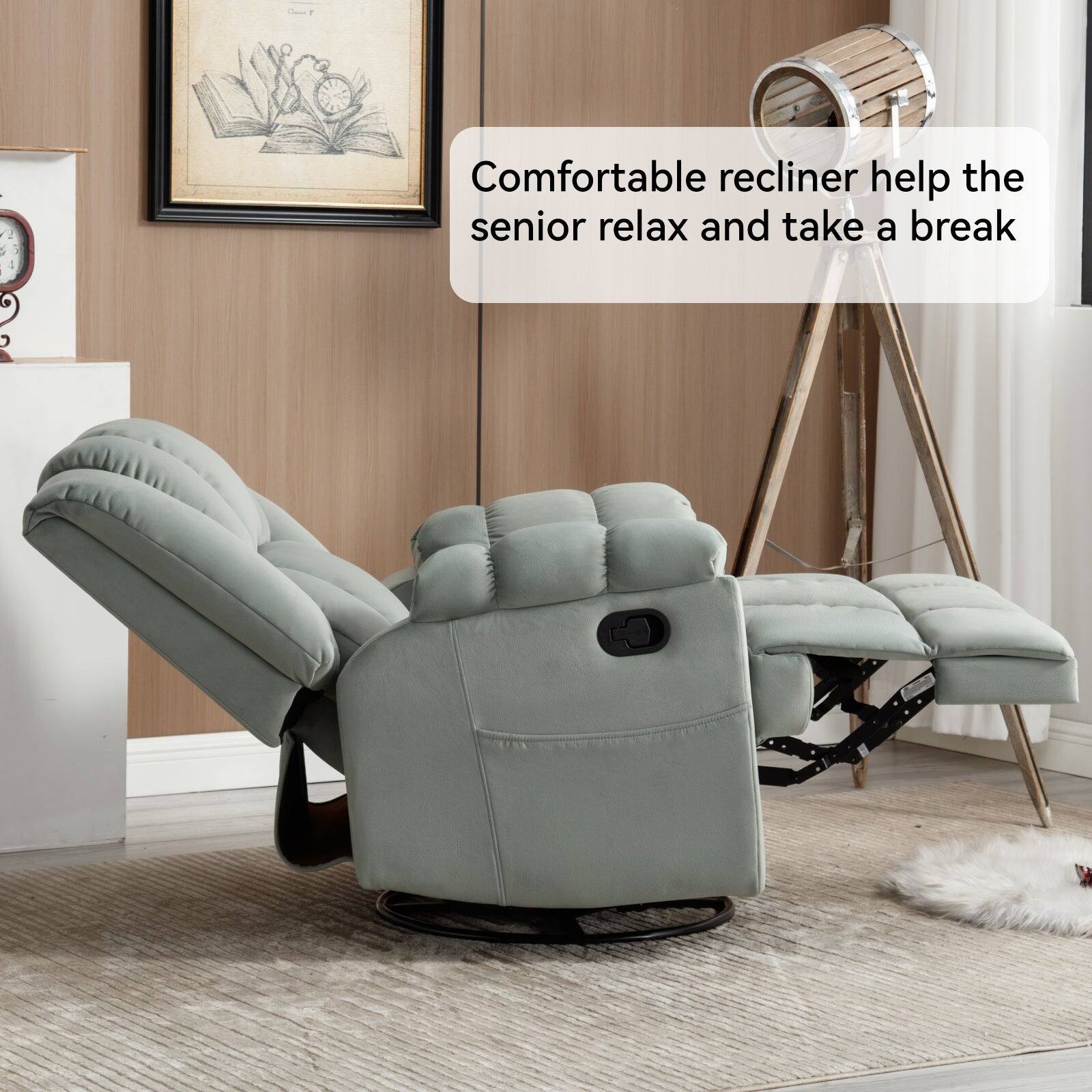 Comfortable recliner help the senior relax and take a break