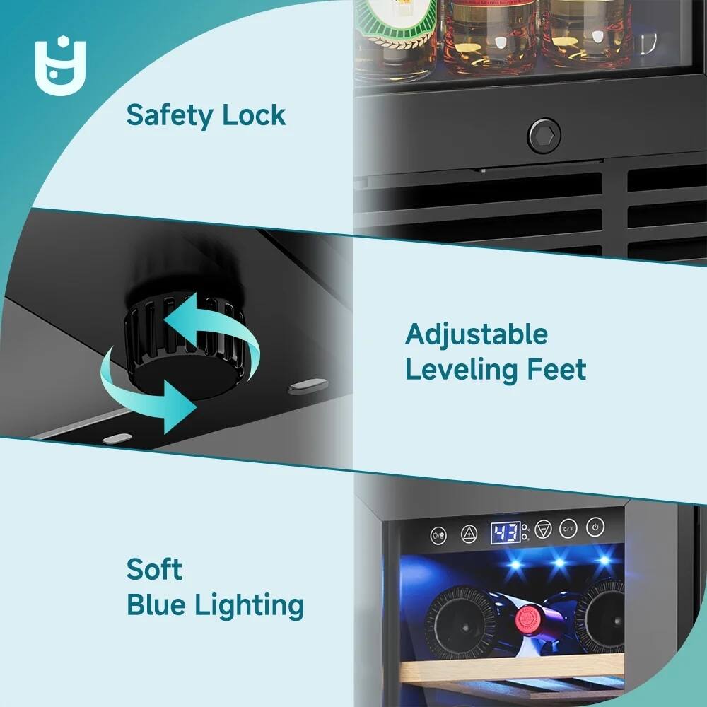 Safety Lock  
Adjustable Leveling Feet  
Soft Blue Lighting