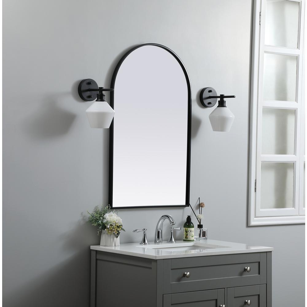Alt View 4. Elegant Decor - Metal Frame Arch Mirror 22x36 Inch in Black - Black.