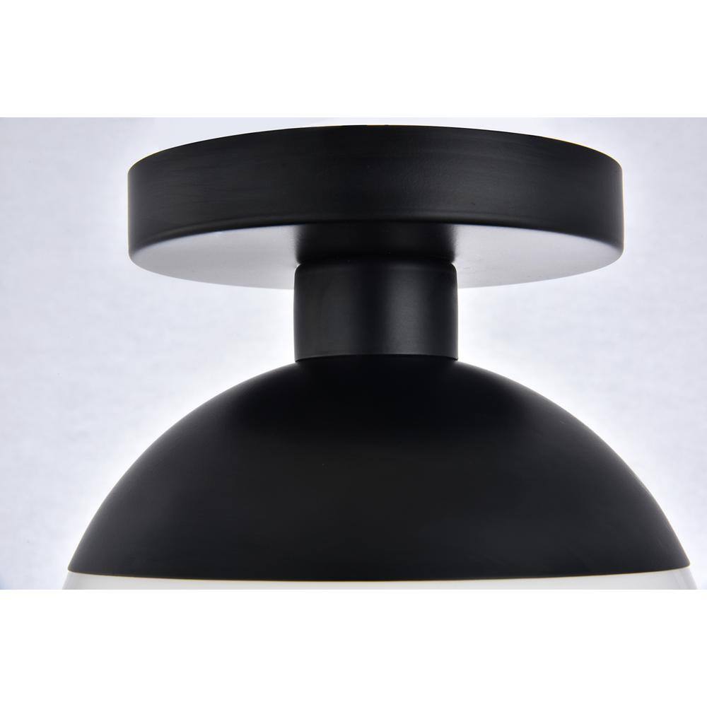 Alt View 1. Living District - Eclipse 1 Light Black Flush Mount With Frosted White Glass - Black And Frosted White.