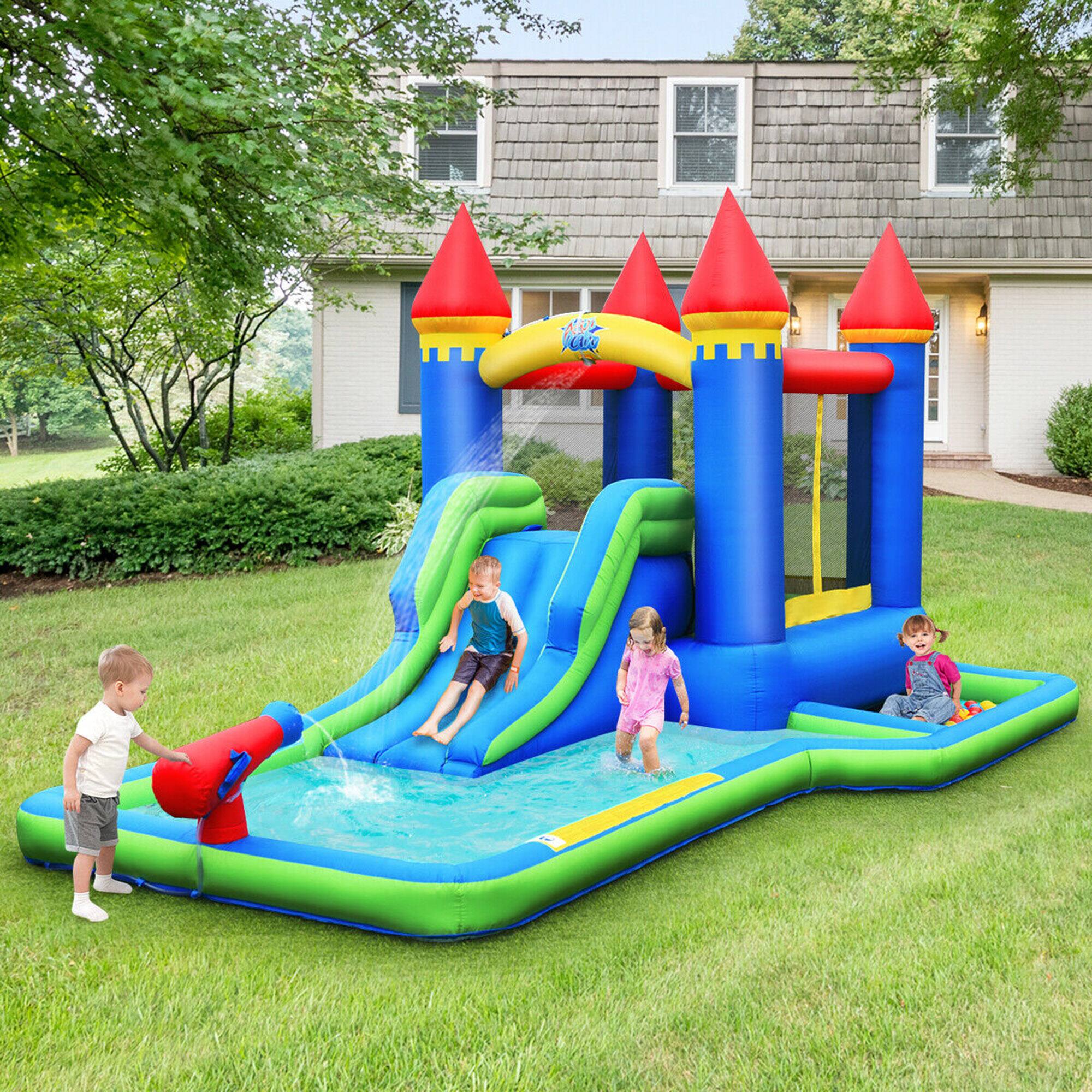 Alt View 2. Gymax - Gymax Inflatable Bouncer Climbing Slide Bounce House Water Park BallPit Without Blower.