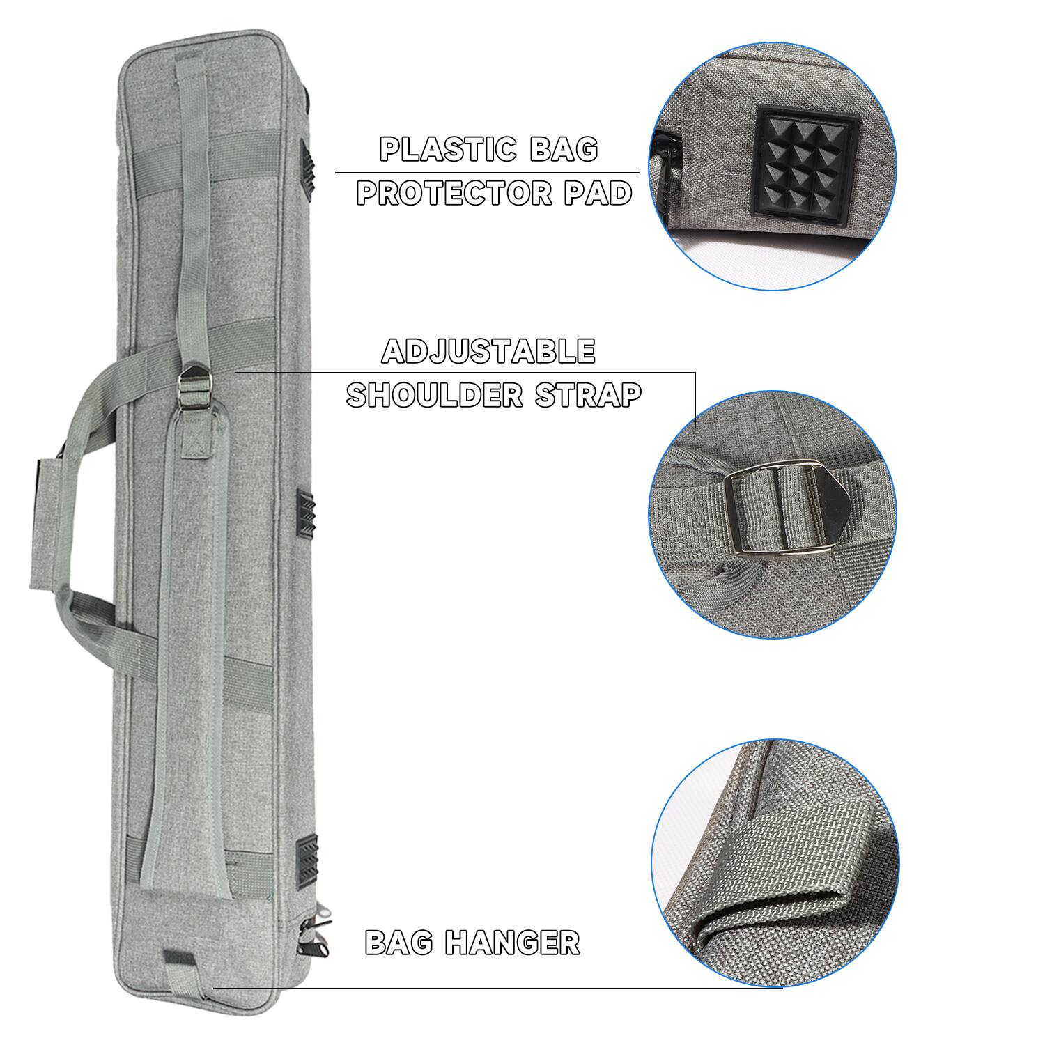 PLASTIC BAG PROTECTOR PAD
ADJUSTABLE SHOULDER STRAP
BAG HANGER