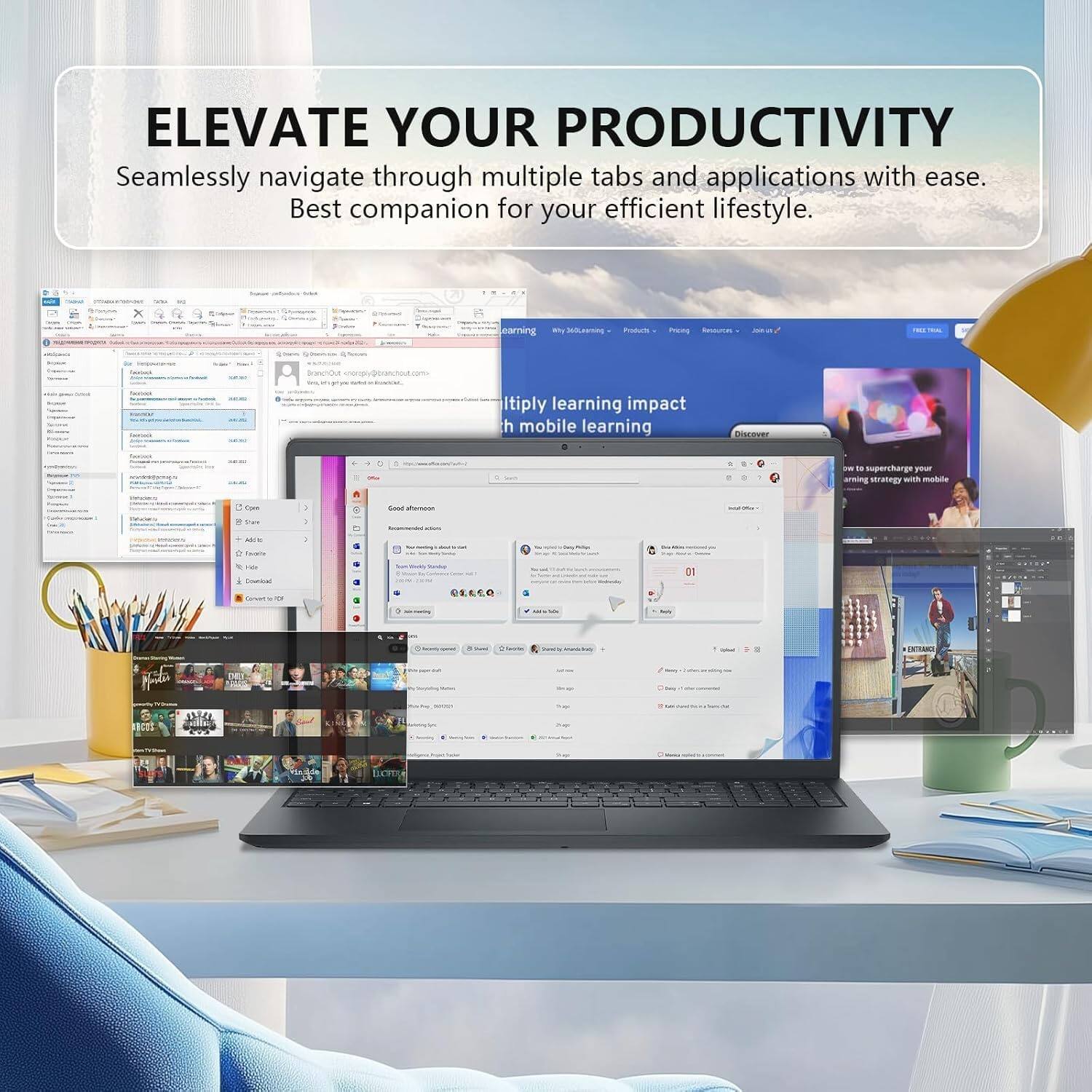 ELEVATE YOUR PRODUCTIVITY  
Seamlessly navigate through multiple tabs and applications with ease.  
Best companion for your efficient lifestyle.  

Multiply learning impact with mobile learning  

How to supercharge your learning strategy with mobile  

Good afternoon  
Welcome to the session  

Why 360Learning?  
Products  
Pricing  
Resources  
Join us  

FREE TRIAL  

Discover  

01  

How to create a learning plan