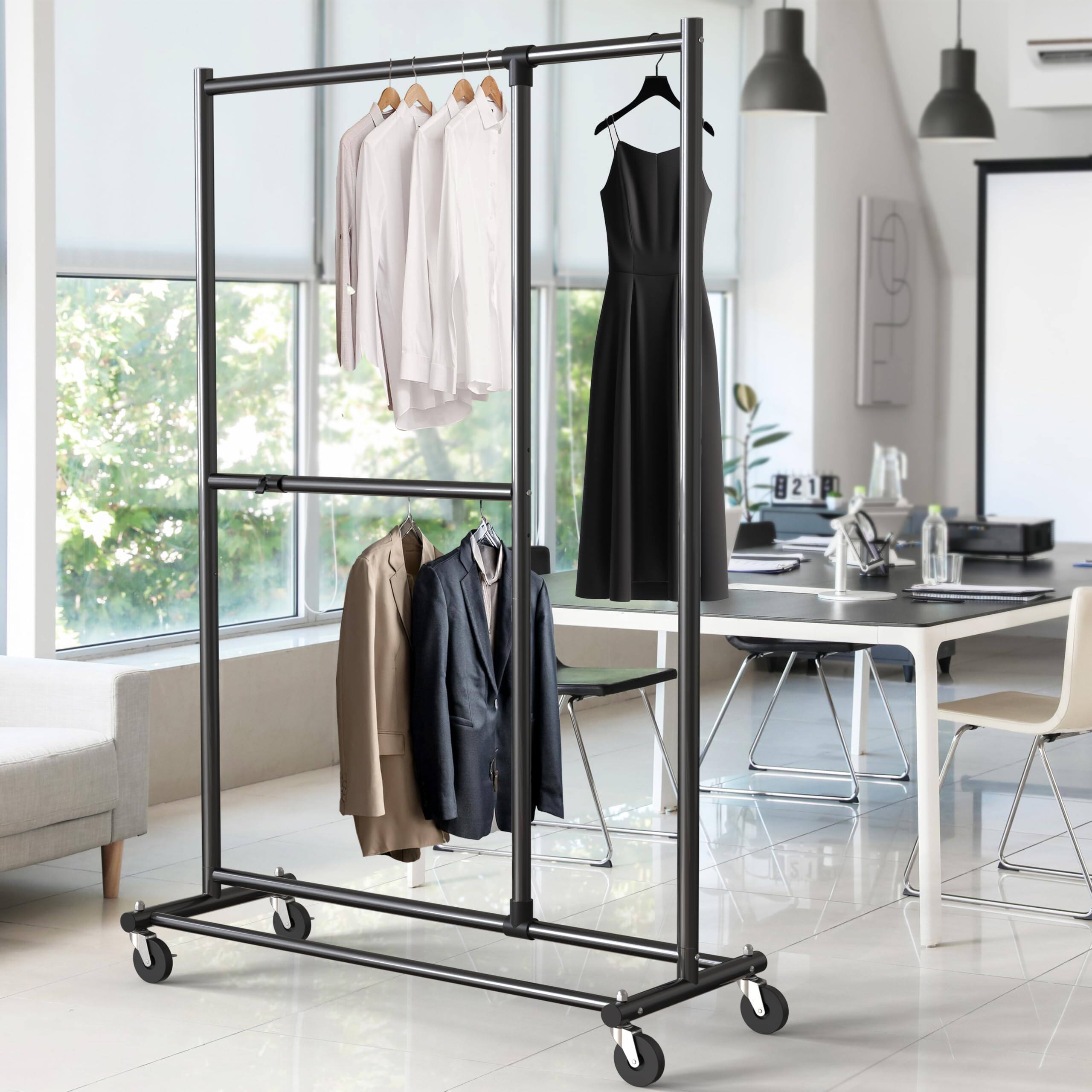 Alt View 4. ThinkLink Electronic - Dual Bar Adjustable Garment Rack 72-inch Height - Black.
