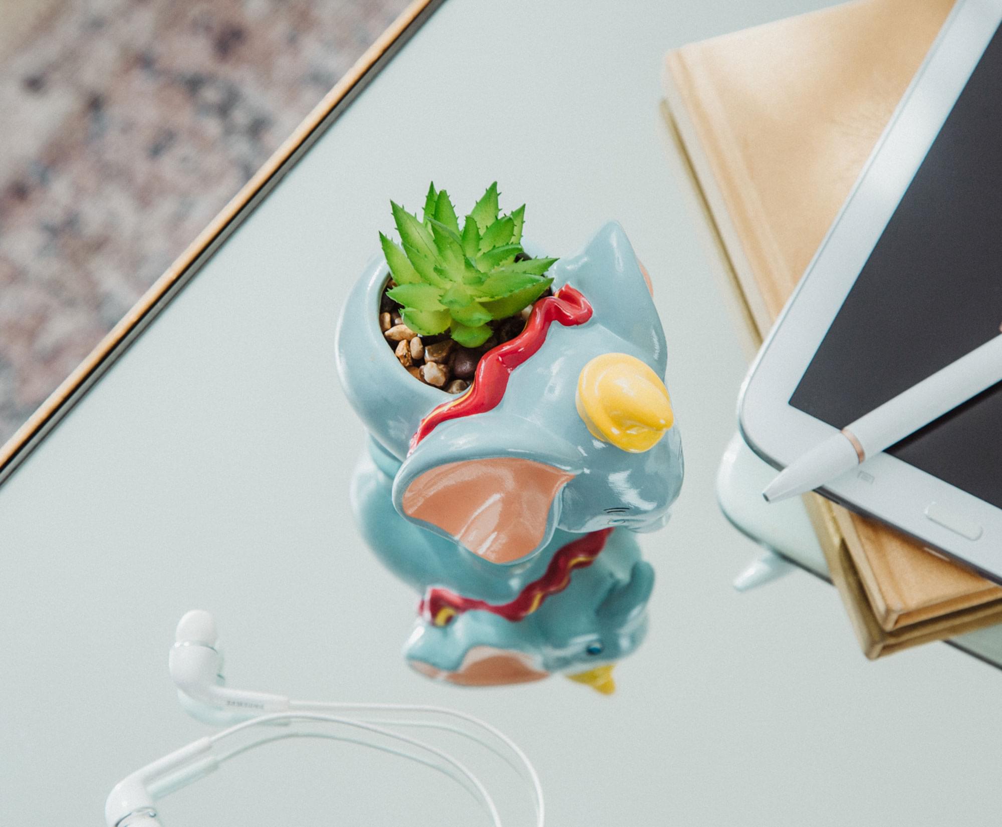 Alt View 4. Silver Buffalo - Disney Dumbo 4-Inch Mini Planter With Artificial Succulent - Grey.