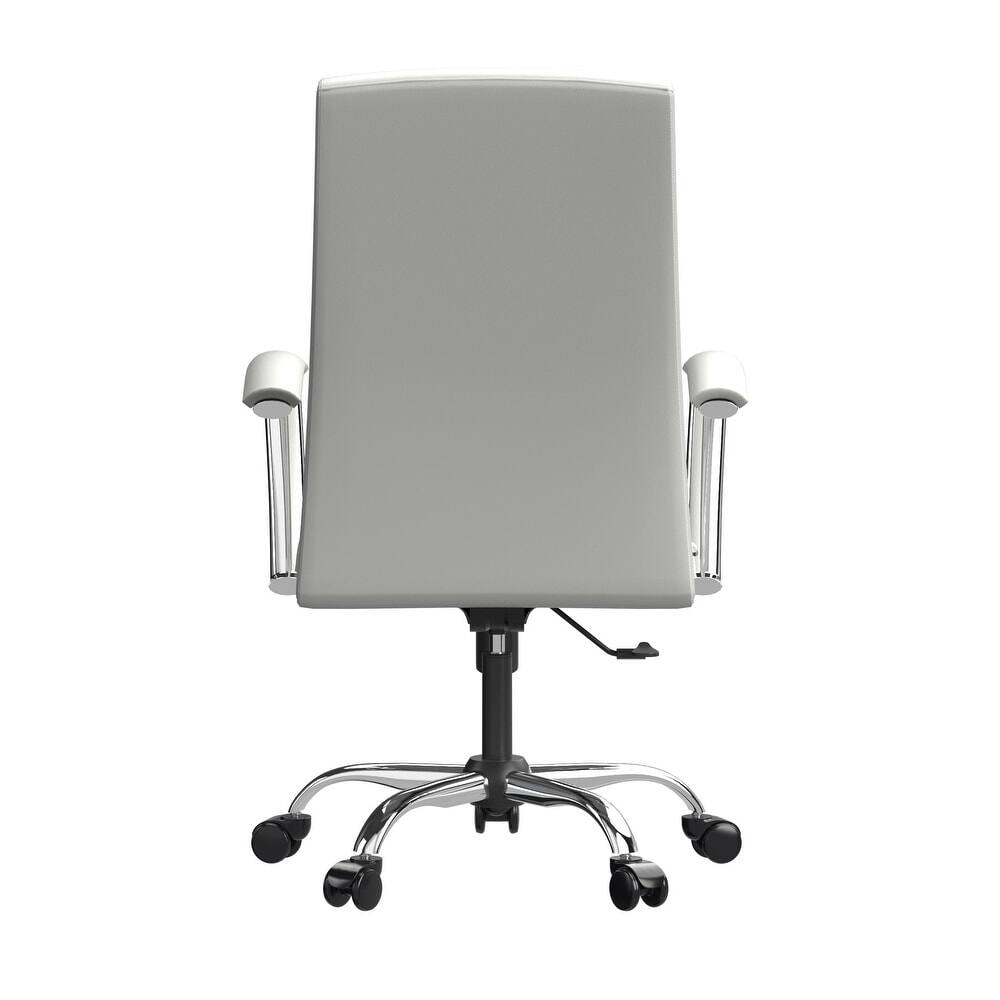 Alt View 5. LeisureMod - Evander Adjustable High-Back Office Chair Upholstered Leather Seat with Swivel and Tilt Ergonomic Desk Chair - White.