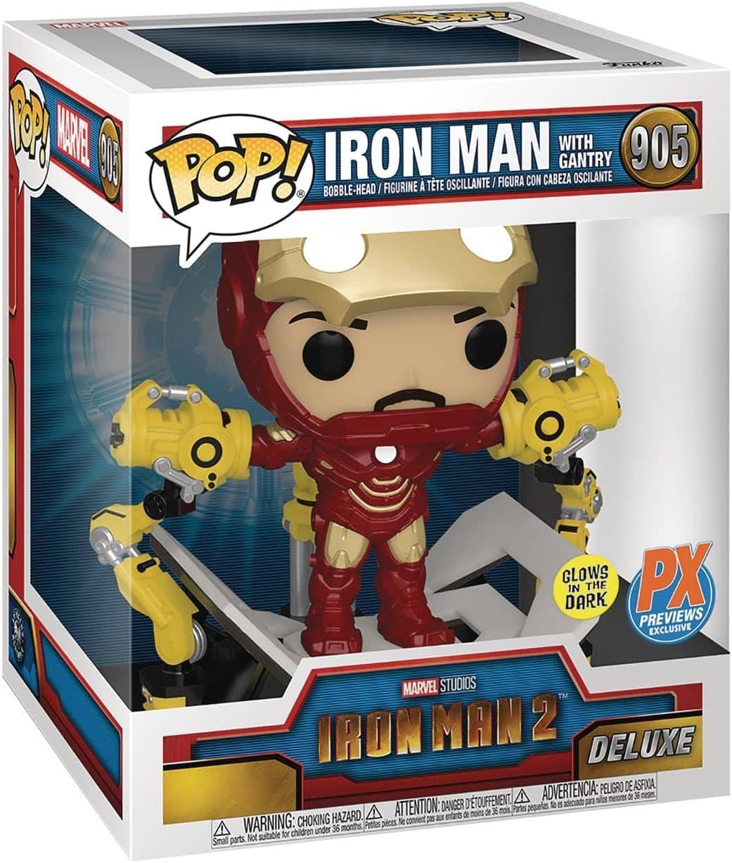 Funko Pop! Iron Man 2: Iron Man MKIV with Gantry Glow-in-The-Dark Deluxe