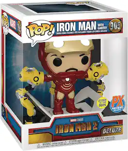 Funko - Pop! Iron Man 2: Iron Man MKIV with Gantry Glow-in-The-Dark Deluxe
