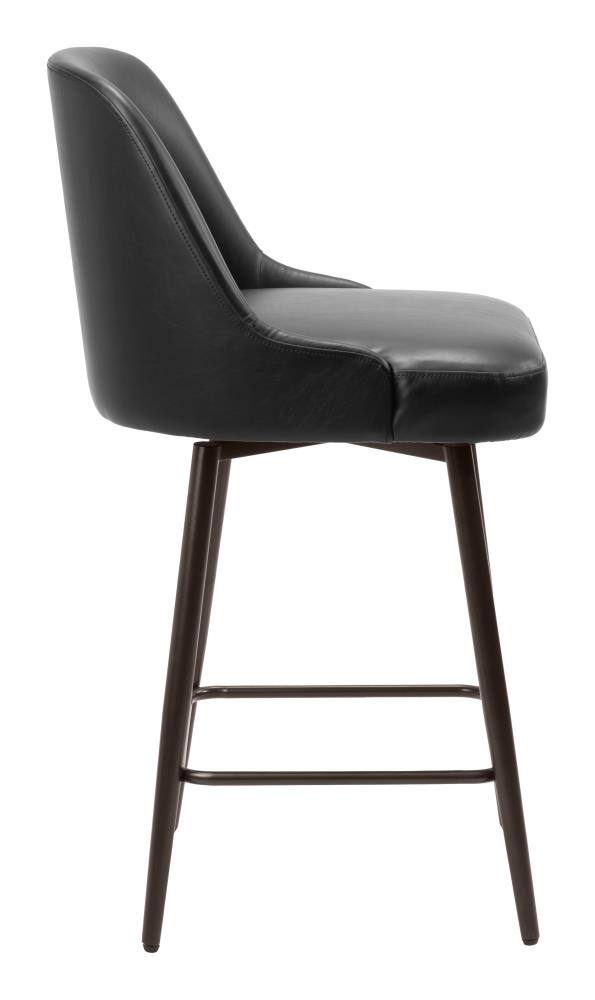 Back. Hivvago - Keppel Swivel Counter Stool Black & Bronze - Black & Bronze.