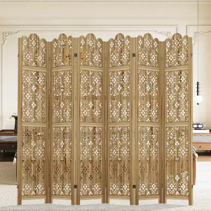 Front. Lirago - 68 in. Wood Outdoor Privacy Screens Garden Outdoor Fence 8 pieces - Brown.