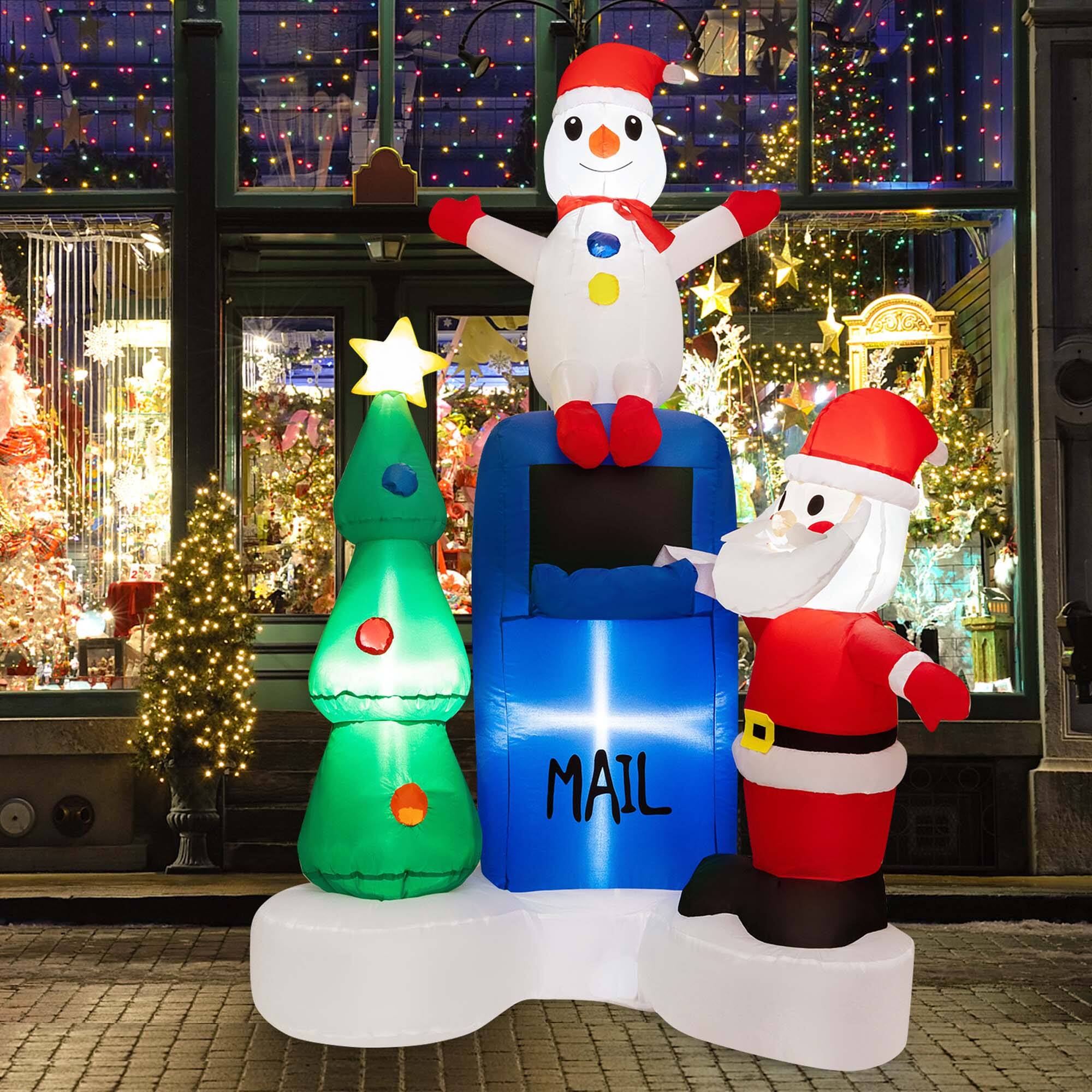 Costway - 6FT Inflatable Christmas Lighted Mailbox Santa Claus Snowman Christmas Tree Decor - Multicolor