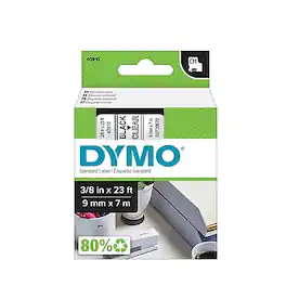 DYMO - D1 Standard 40910 Label Maker Tape, 3/8" x 23' - Black On Clear