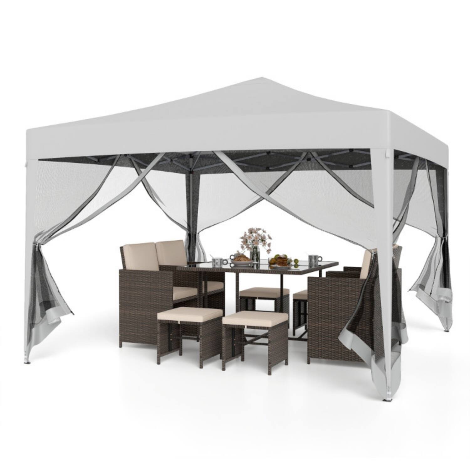 Alt View 4. Mondawe - 10 x 10 FT Pop-Up Canopy Tent with 4 Mesh Netting Walls and Carry Bag - Beige.