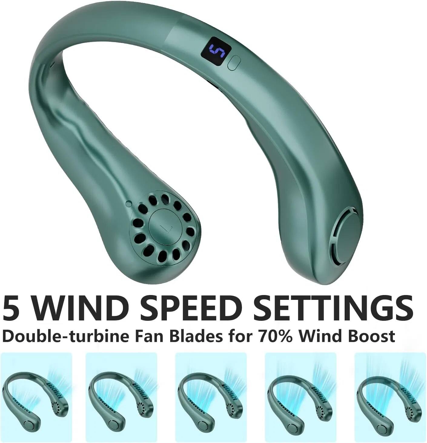 5 WIND SPEED SETTINGS  
Double-turbine Fan Blades for 70% Wind Boost