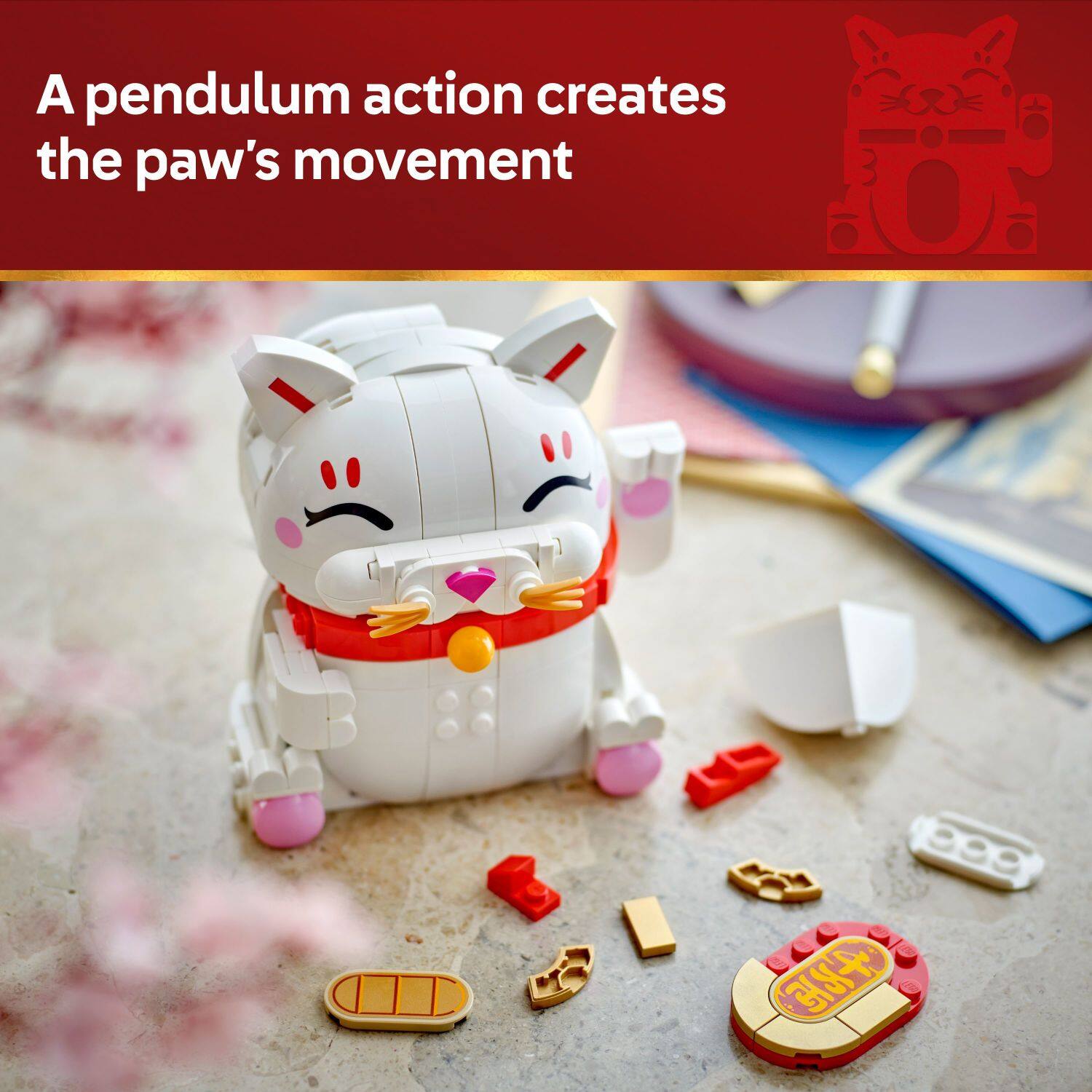A pendulum action creates the paw's movement