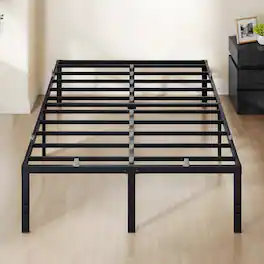 Songmics Home - Full Metal Bed Frame 18 Inches Tall, 1100 lb Weight Capacity, with Under-Bed Storage, Heavy-Duty Platform Bed - Matte Black