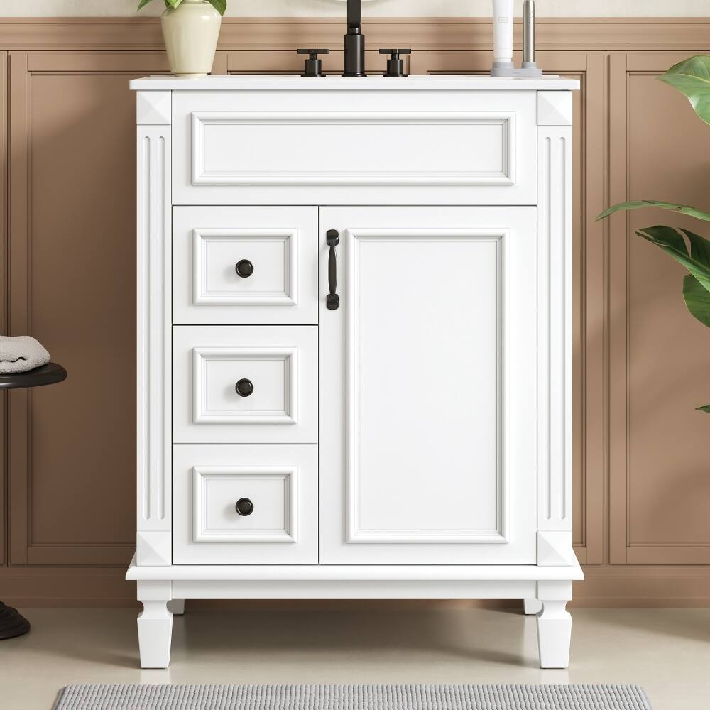 Loheer - 24 inch bathroom vanity with sink Small Bathroom Vanity with 2 Drawers and Adjustable Shelf - White