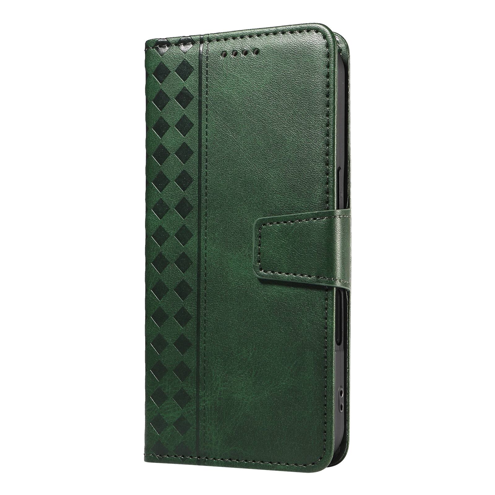 Left. Dteck - Magnetic Wallet Pocket Case For iPhone 17 Pro Max, Shockproof Faux Leather Card Pocket Wrist Strap Cover - Darkgreen.