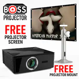 BOSS - S6A Full HD Projector | 5000 Lumens | Android, Wi-Fi, Bluetooth | HDMI, USB | Portable Design - Black