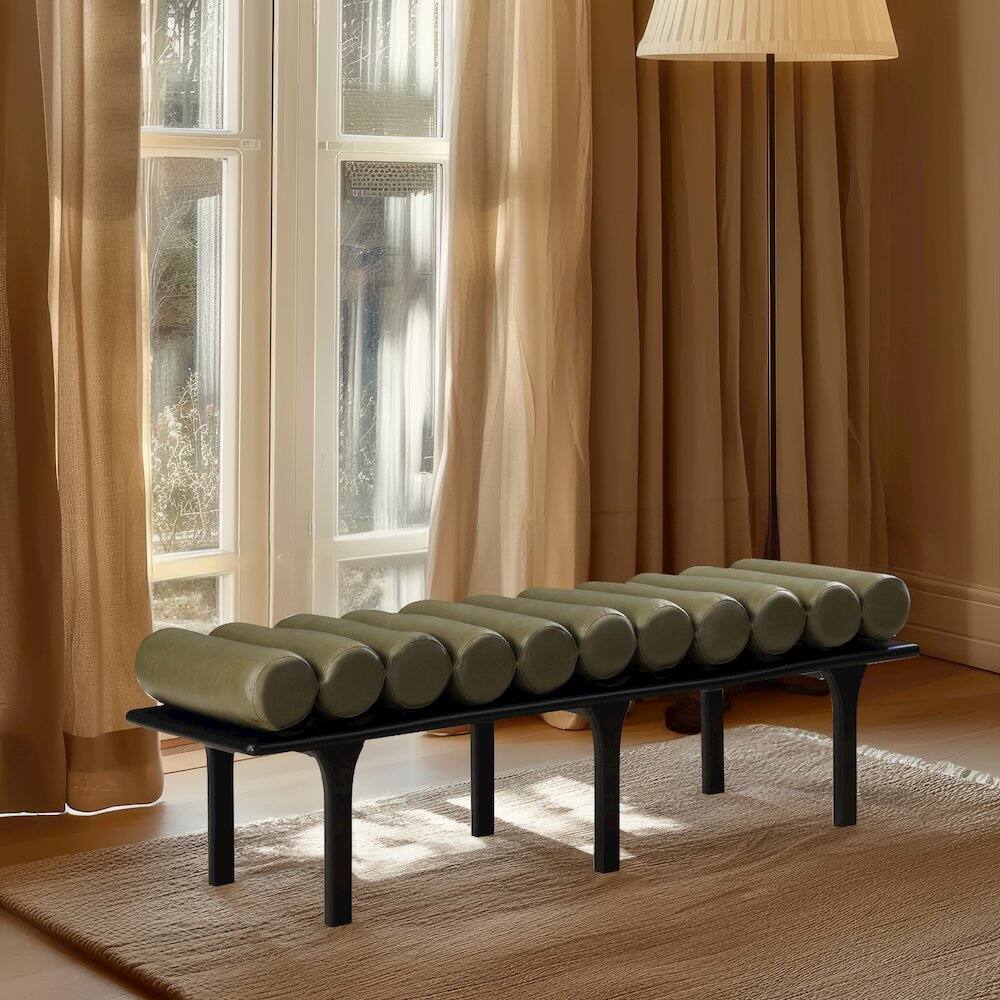 Alt View 1. Meridian Furniture - Landon Olive Green Vegan Leather Bench - Green.