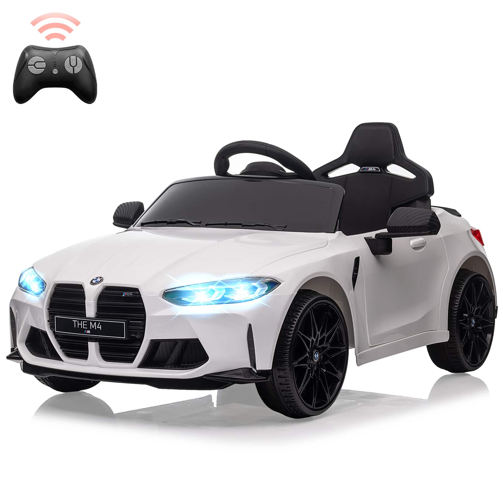 GARVEE - 12V Electric Ride On Car w/RC,Licensed by BMW M4 Toddler Electric Vehicle for 37-83 Months,Power Wheels for Boys Girls - White