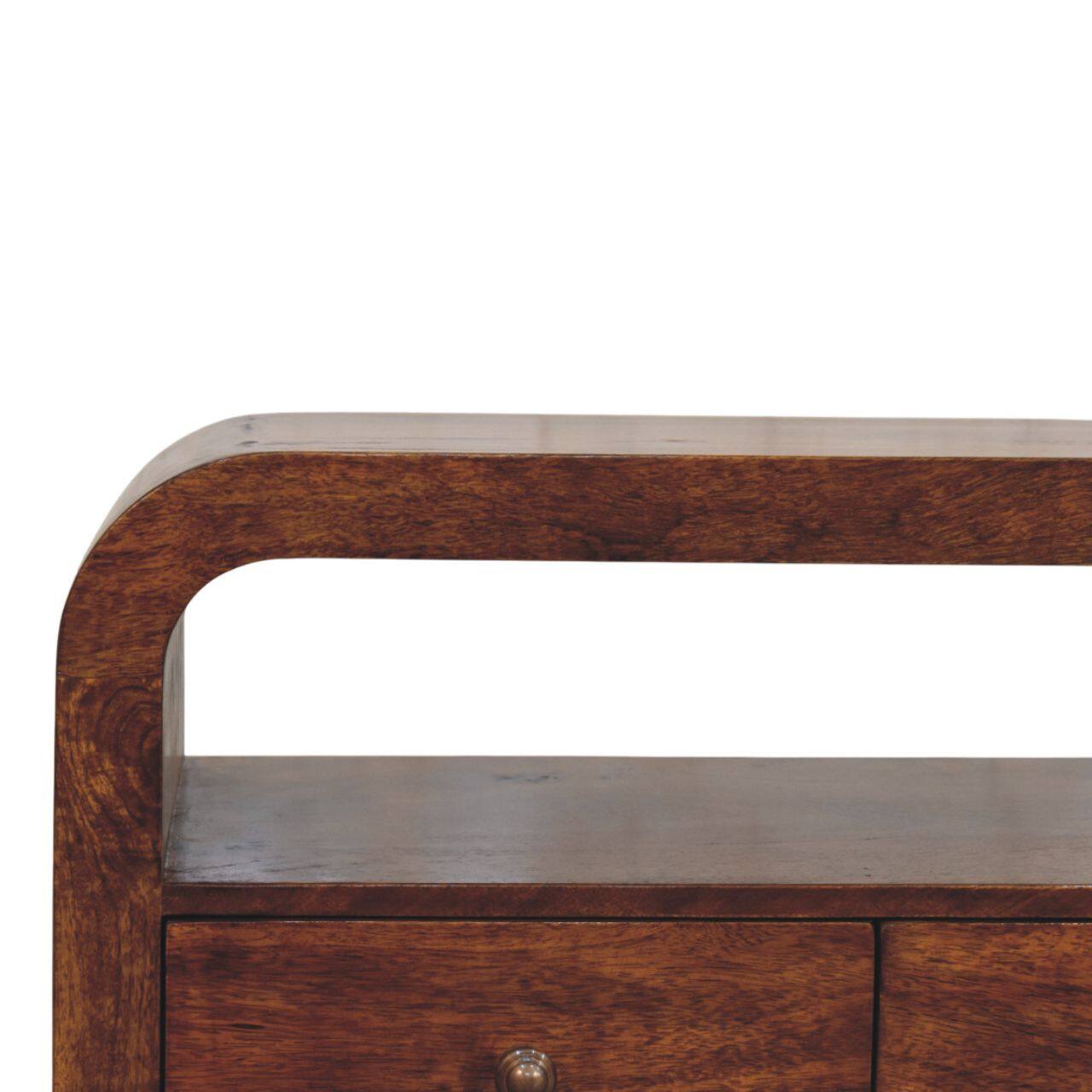 Alt View 1. Artisan Furniture - Artisan Furniture Solid Wood Darcy 3 drawer Open Shelf Chestnut Media unit, 1 Open Slot, Dark Brown - Brown.