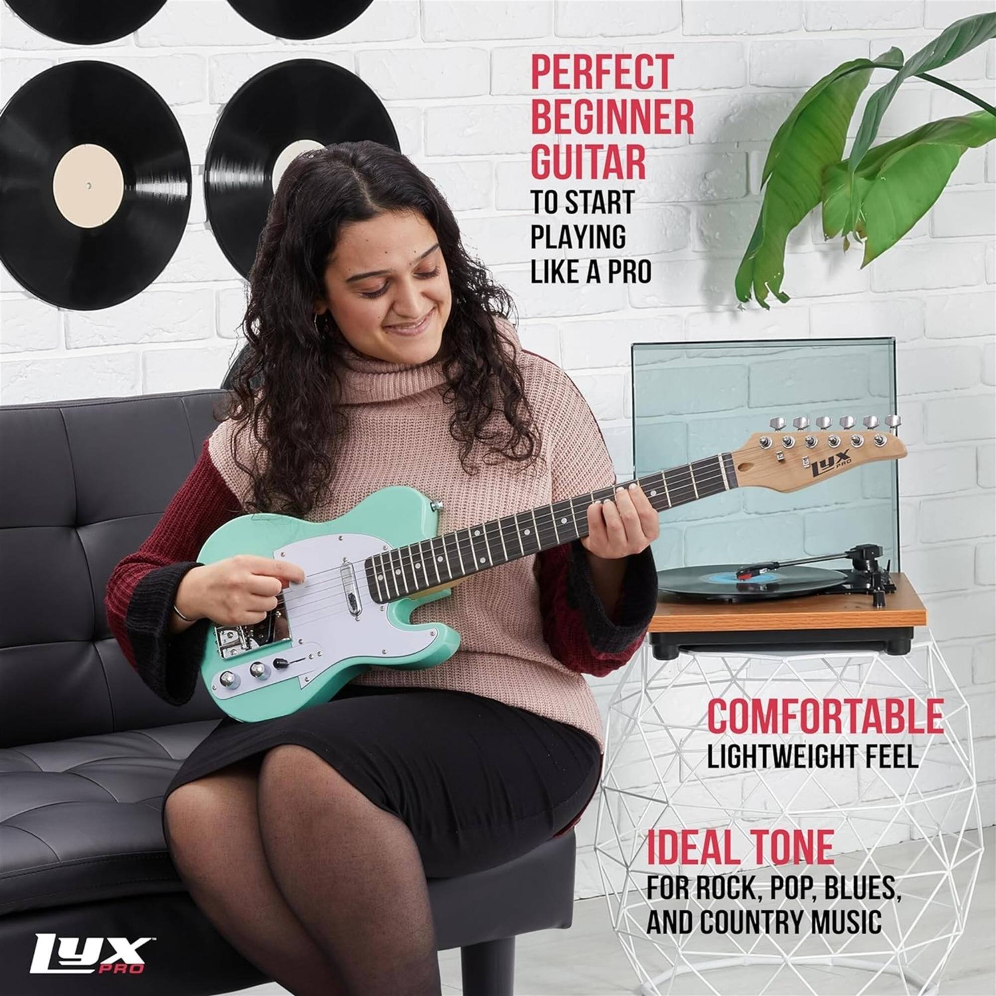 PERFECT BEGINNER GUITAR TO START PLAYING LIKE A PRO

COMFORTABLE LIGHTWEIGHT FEEL

IDEAL TONE FOR ROCK, POP, BLUES, AND COUNTRY MUSIC