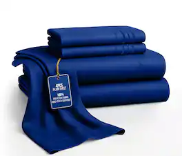 Lux Decor Collection - 4-Piece Queen Bed Sheet Set, Ultra Soft Microfiber, Deep Pocket, Wrinkle-Resistant, Hypoallergenic, All-Season Comfort - Royal Blue
