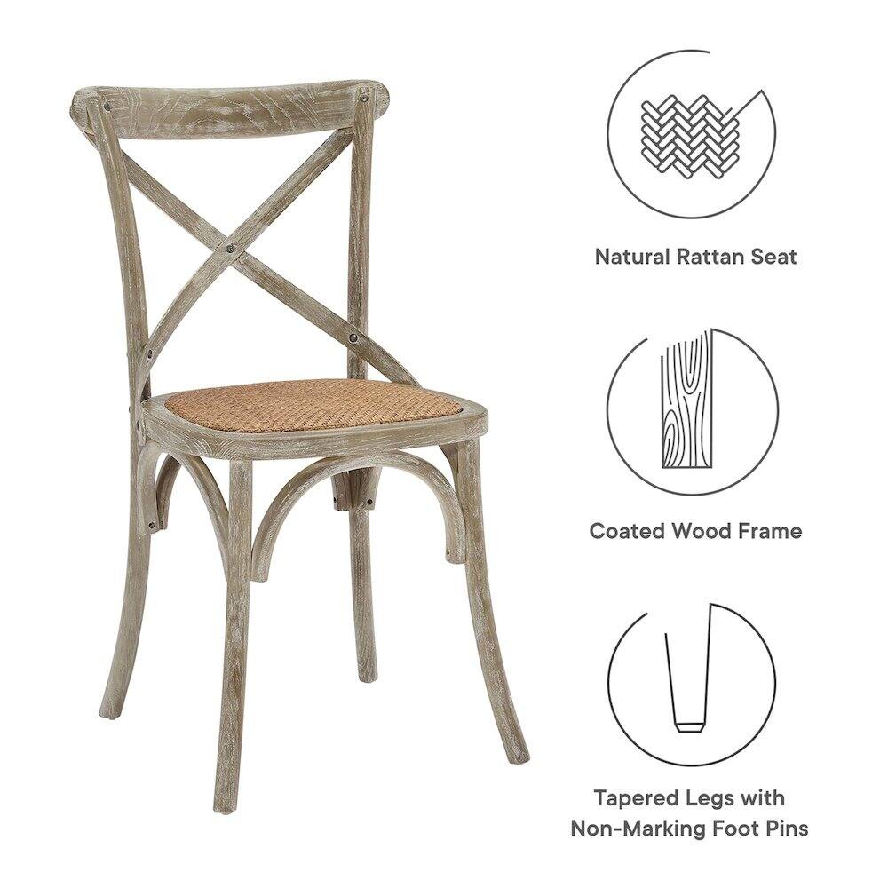 Natural Rattan Seat  
Coated Wood Frame  
Tapered Legs with Non-Marking Foot Pins