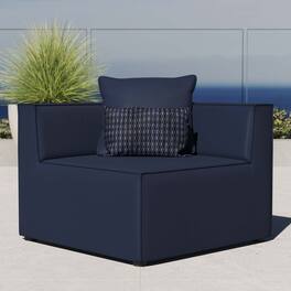 Saybrook Outdoor Patio Upholstered Sectional Sofa Corner Chair by Modway - Navy