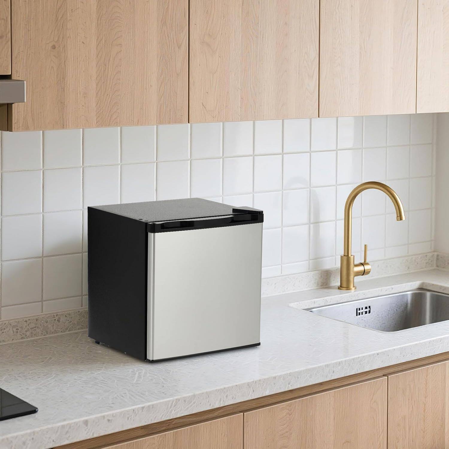 Alt View 4. Homhougo - 1.7 Cu Ft Mini Fridge with Freezer, Single Door Compact Fridge, Silver - ‎Silver.