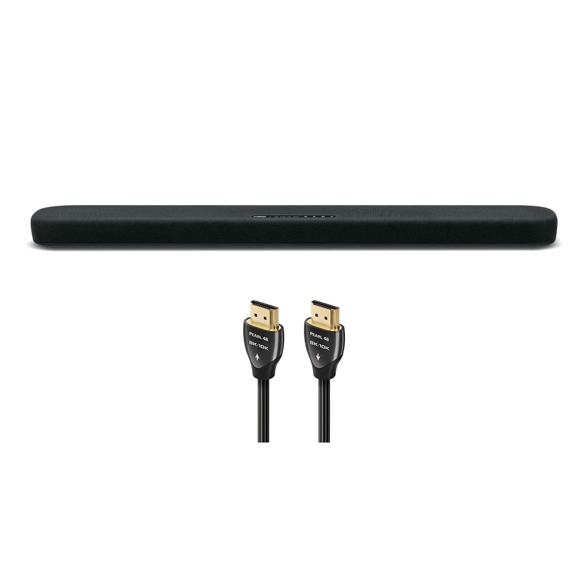 Yamaha - SR-B20ABL Sound Bar with Dual Built-In Subwoofers with 8K-10K 48Gbps HDMI Cable - 2.46 ft. (.75m) - Black