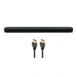 Yamaha - SR-B20ABL Sound Bar with Dual Built-In Subwoofers with 8K-10K 48Gbps HDMI Cable - 2.46 ft. (.75m) - Black
