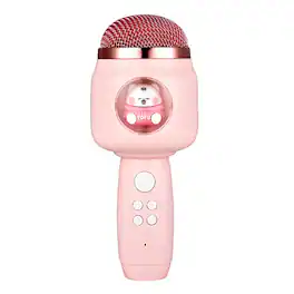 Cluzine - Kids Karaoke Microphone, Cute Cartoon Bluetooth Speaker Mic with 5 Voice Changer Effects