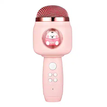 Front. Cluzine - Kids Karaoke Microphone, Cute Cartoon Bluetooth Speaker Mic with 5 Voice Changer Effects.