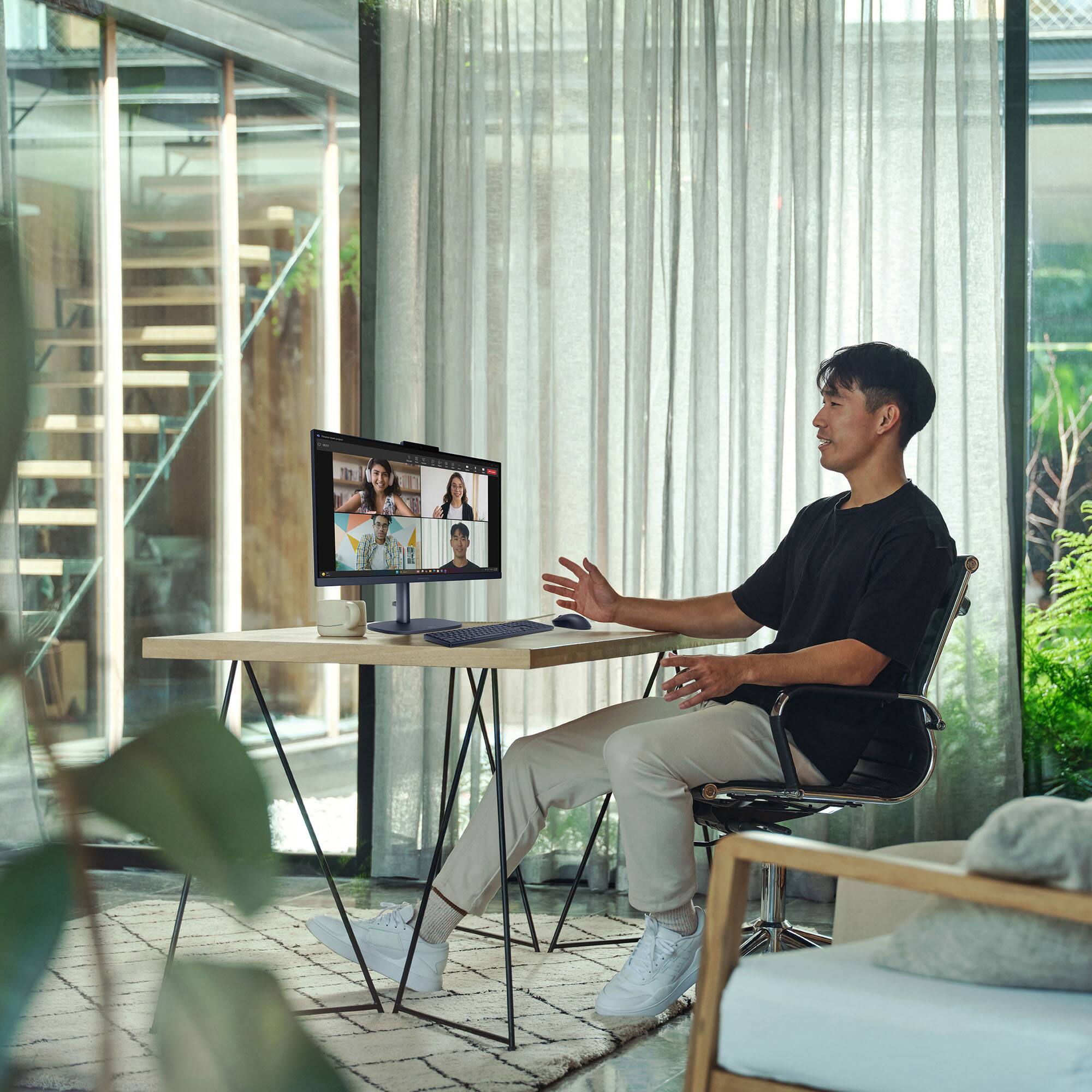 Alt View 10. HP - OmniStudio 23.8" Full HD Touchscreen All-in-One w/ Adjustable Height - AMD Ryzen 5 40 - 16GB Memory - 1TB SSD - Denim Blue.