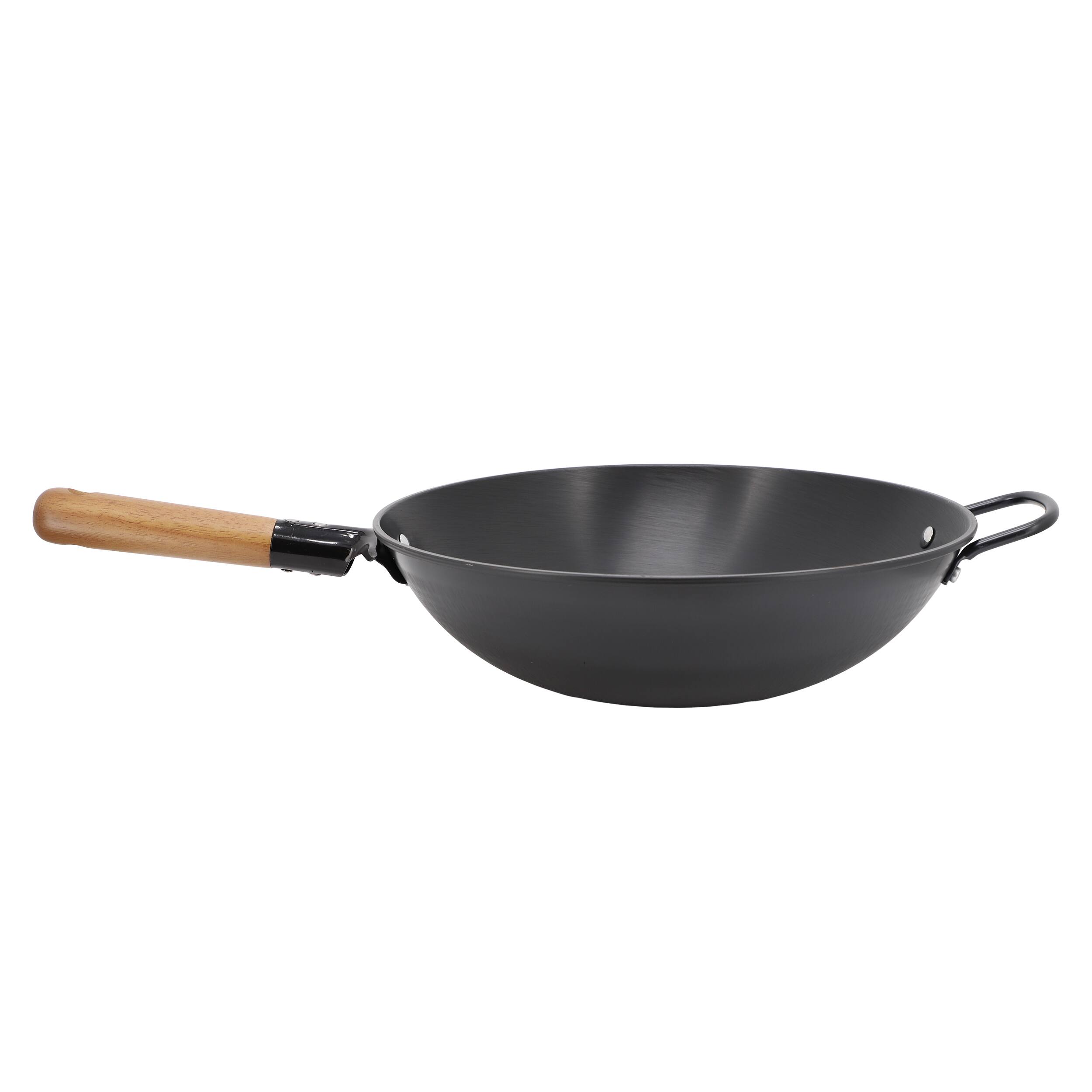 Alt View 2. Gibson - Gibson Home Welton 13.5 Inch Carbon Steel Wok with Wood Handle in Black - Black.