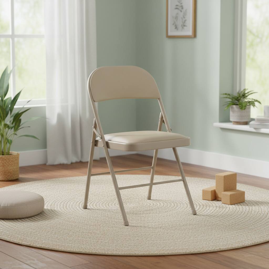 Alt View 4. AOITUN - Folding Chair 2 Pack - Sturdy Black Folding Chairs for Adults, 400lb Capacity, Portable and Easy to Store - Khaki.