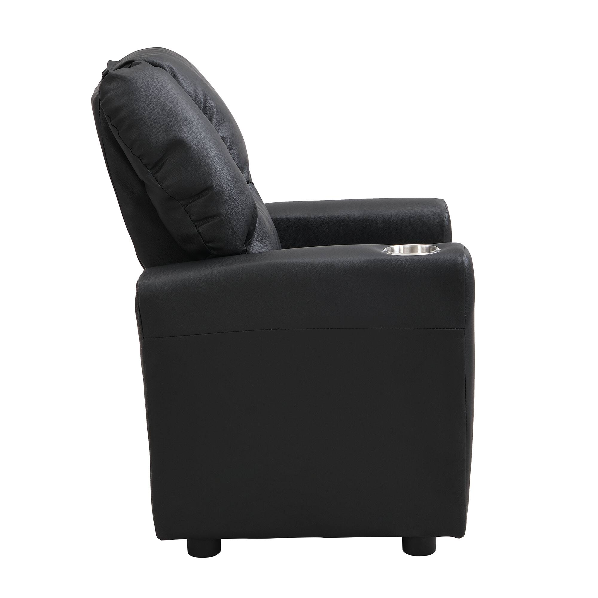 Alt View 6. GOODSILO - Kids Recliner Chair - Deluxe Children's Single Sofa with Cup Holder, Ergonomic Design - Black.