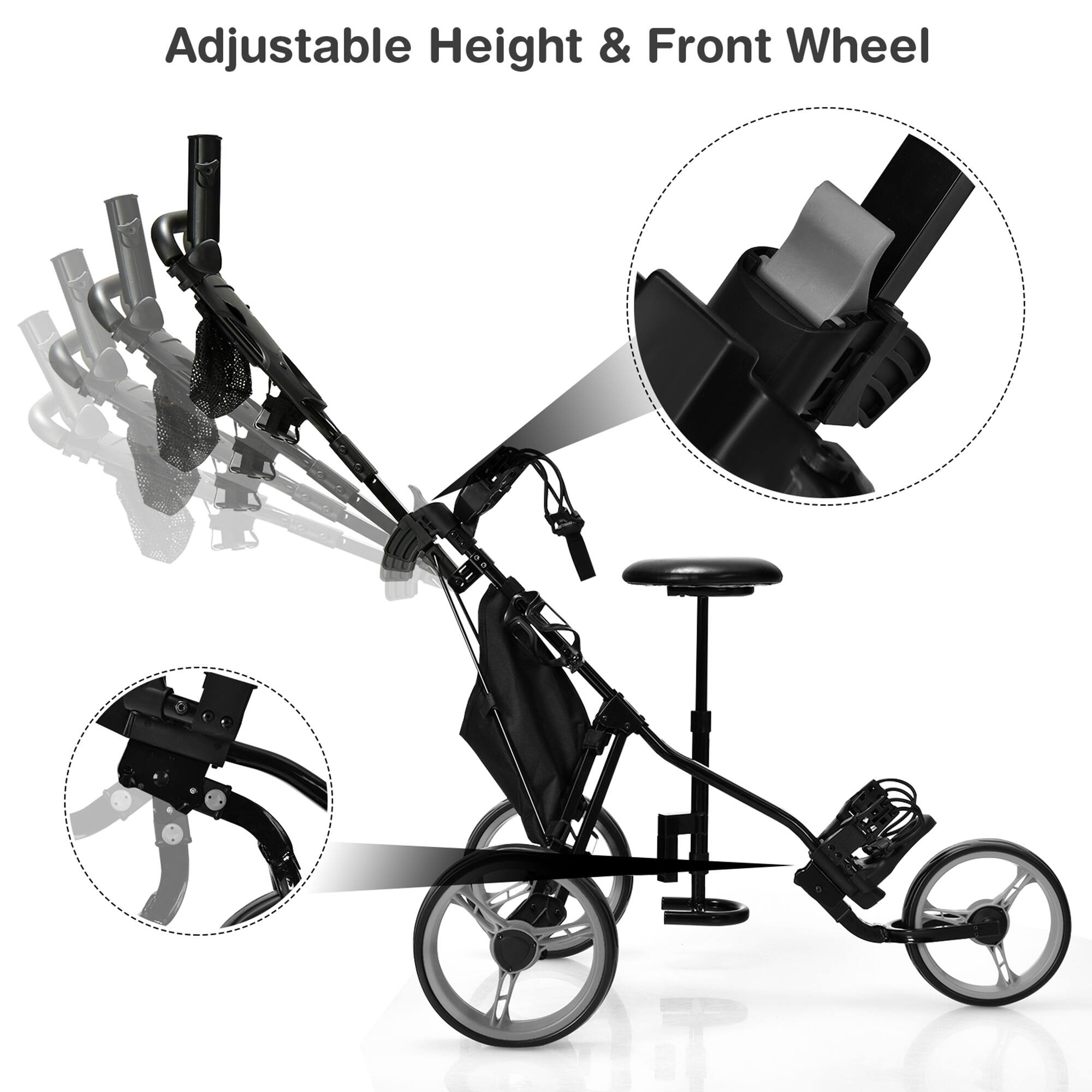 Adjustable Height & Front Wheel