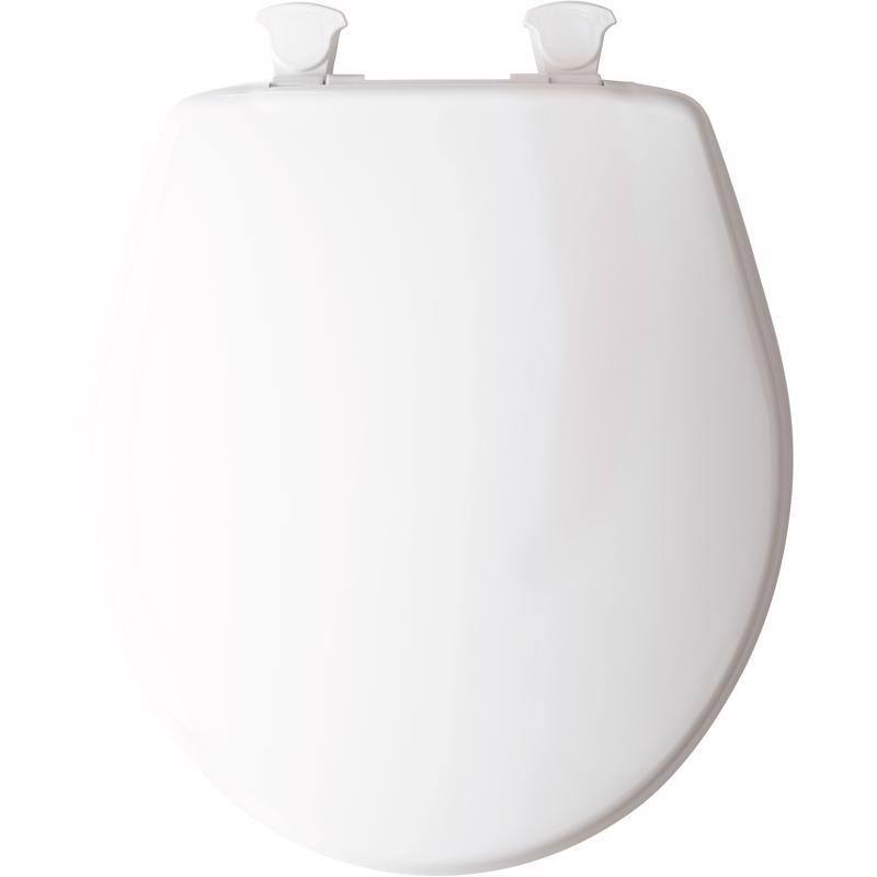 Angle. BEMIS - Mayfair by Bemis Round White Plastic Toilet Seat - White.