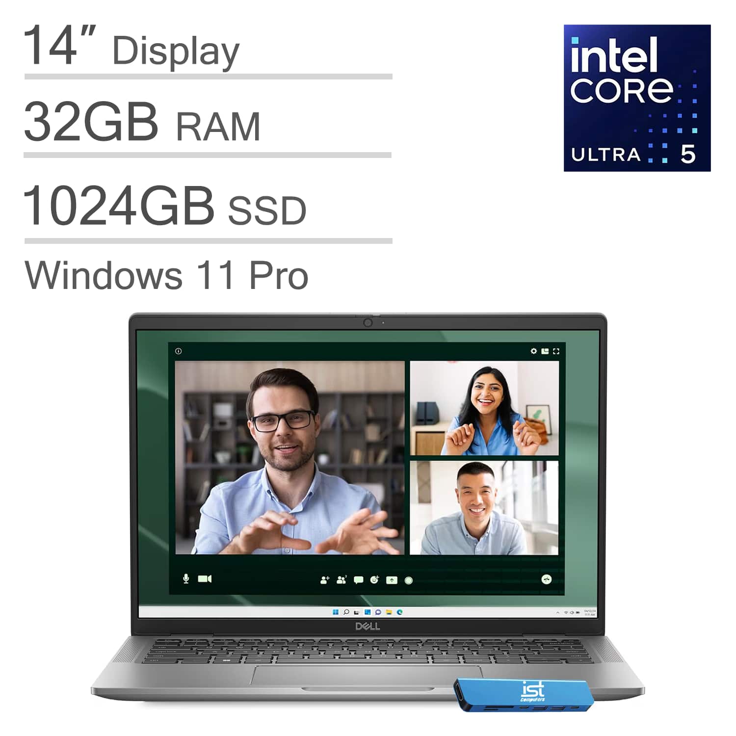Dell - Latitude 7450 14" WUXGA Laptop - Intel Core Ultra 5 with 32GB Memory - 1TB SSD - Thunderbolt - Wi-Fi 7 - Windows 11 Pro - Gray