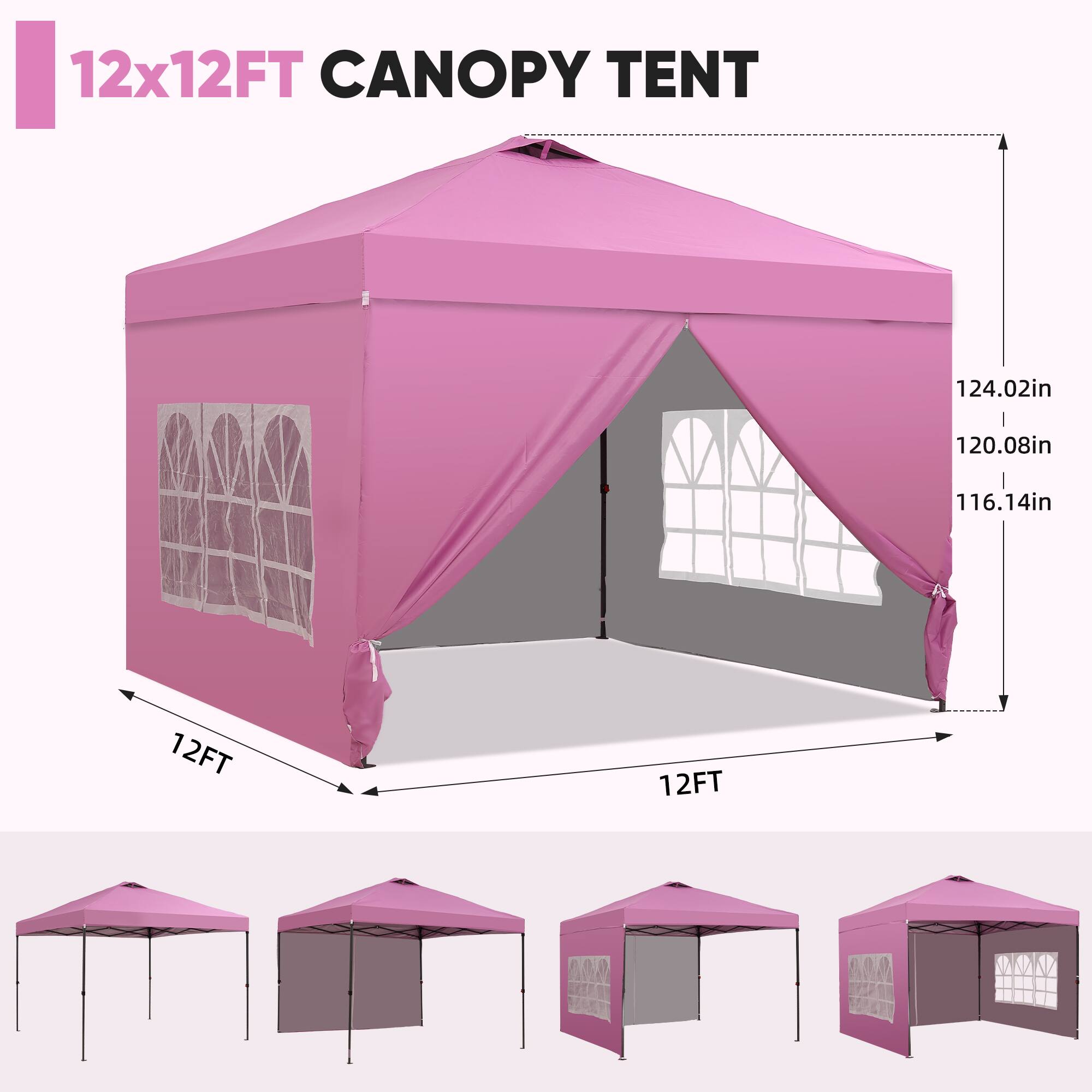 12x12FT CANOPY TENT

124.02in  
120.08in  
116.14in  
12FT  
12FT