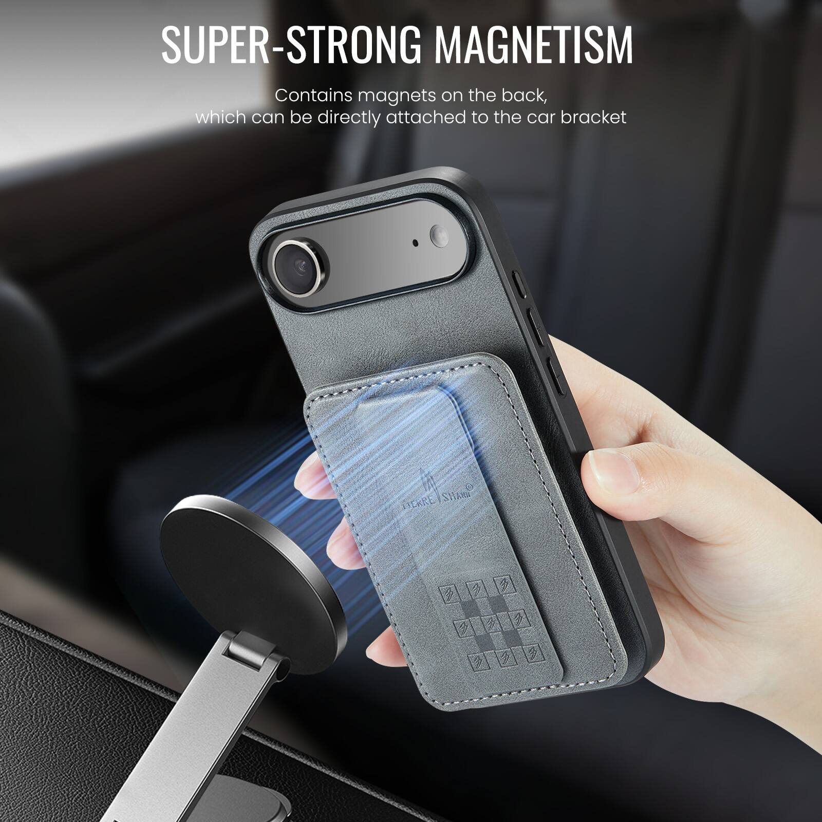 SUPER-STRONG MAGNETISM  
Contains magnets on the back, which can be directly attached to the car bracket